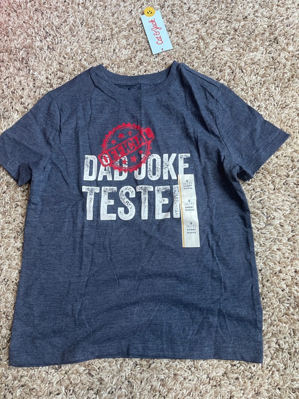 Cat & Jack Navy Blue 'Dad Joke Tester' Short Sleeve Tee Boys Various Sizes